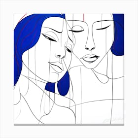 Love In Blue - Two Women In Blue Canvas Print