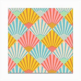 SUNRISE Art Deco Vintage Abstract Geometric in Mod 60s Pastels Pink Red Yellow Brown Blue White Canvas Print