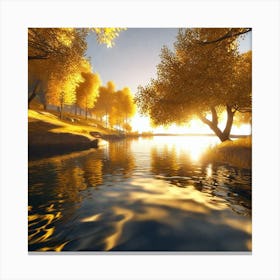 Autumn Trees By A River Canvas Print