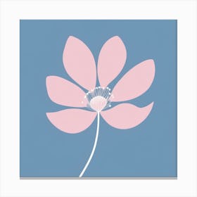 A White And Pink Flower In Minimalist Style Square Composition 504 Canvas Print