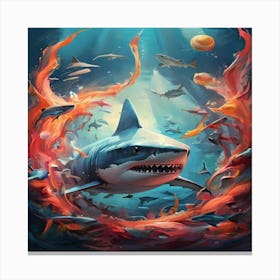 Shark In The Sea Canvas Print