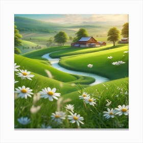 Daisies In The Field Canvas Print