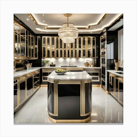 Black And Gold Kitchen 1 Canvas Print