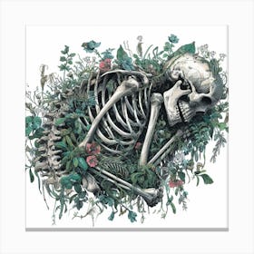Skeleton In The Grass Canvas Print