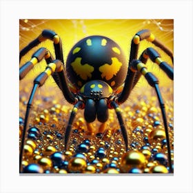 Black Spider With Golden Balls Canvas Print