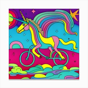 Unicorn riding a bike - AI artwork Canvas Print