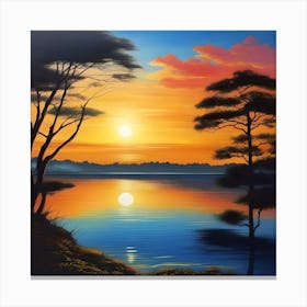 Sunset By The Lake Canvas Print