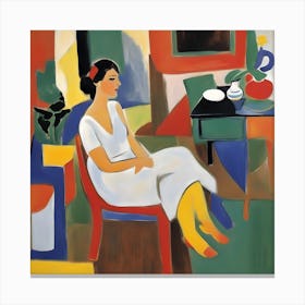 Matisse Style Woman Sitting In A Chair Canvas Print