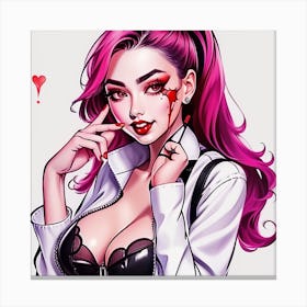 Sexy Girl With Pink Hair Canvas Print