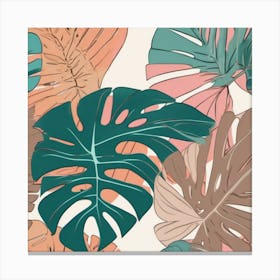 Tropical Leaves Bohemian Botanical Monstera Canvas Print