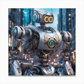 Robot In The City 36 Canvas Print