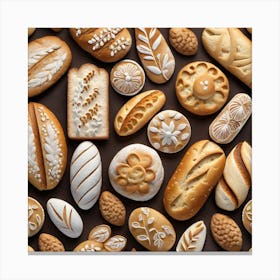 Realistic Bread And Flour Flat Surface Pattern For Background Use Miki Asai Macro Photography Clos (6) Canvas Print