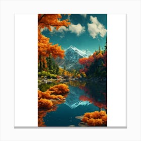 Autumn Reflected In A Lake Canvas Print