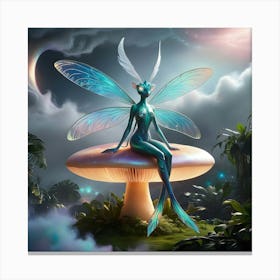 A Majestic Iridescent Mystical Creature On Alien Planet Canvas Print