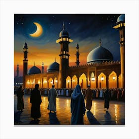 Default The Painting Captures The Essence Of Ramadan With Mosq 0 Canvas Print