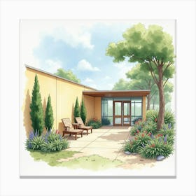 Watercolor Scene Of A Wellness Center Designed For Relaxation And Patient Well Being 1 Canvas Print