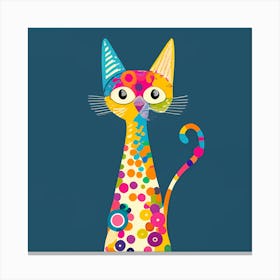 Colorful Cat Minimal Illustration 1 Canvas Print