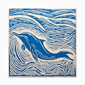 Sdxl 09 Dolphin Linocut 0 Upscaled Upscaled Canvas Print