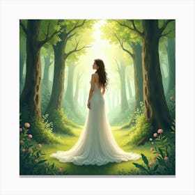 Graceful Empress In A Watercolor Serene Forest Glade 1 Canvas Print