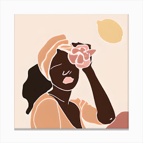 Portrait Of A Woman Holding A Lemon Canvas Print