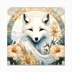 Fox And Flowers Canvas Print