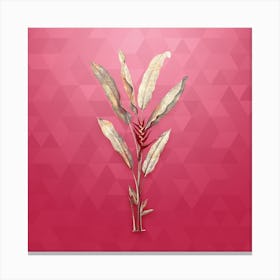 Vintage Parrot Heliconia Botanical in Gold on Viva Magenta n.0965 Canvas Print