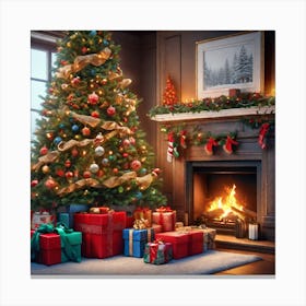 Christmas Tree In The Living Room 120 Canvas Print