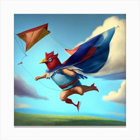 Rooster Flying Kite Canvas Print