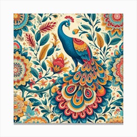 Peacock William Morris Canvas Print