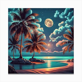 Beach At Night Canvas Print