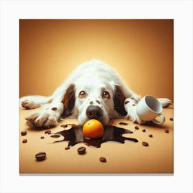 Dog With Orange Canvas Print