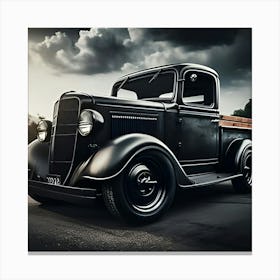 Old Vintage Black Classic Truck With Black Mag Wheels 3 Canvas Print