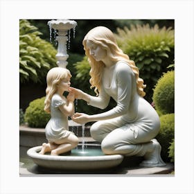 97 Garden Statuette Of A Low Kneeling Blonde Woman With Clasped Hands Praying At The Feet Of A Statuet Canvas Print