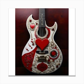 Heartstrings Monarchy: Queen of Hearts Guitar Elegance (9) Canvas Print