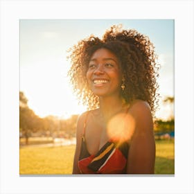 Young African American Woman Smiling At Sunset 2 Canvas Print