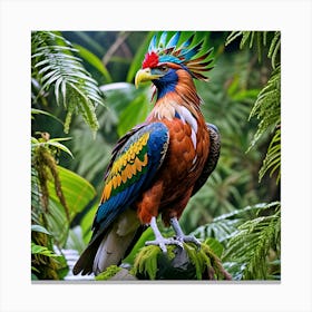 Colorful Parrot In The Jungle Canvas Print