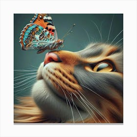 Cat With Butterfly Canvas Print