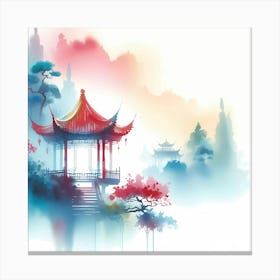 Chinese Pagoda Painting Canvas Print