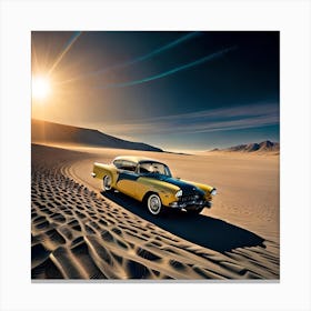 Classic Car In The Desert Canvas Print