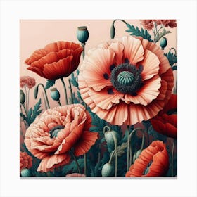 Aesthetic style, Large red poppy flower 5 Canvas Print