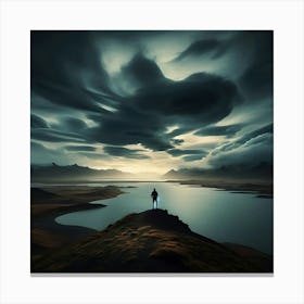 Man Standing On A Hill Canvas Print