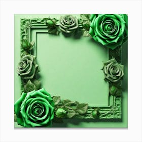 Green Roses Frame 15 Canvas Print
