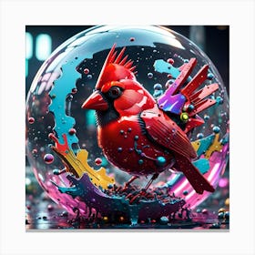 Cardinal In A Bubble 2 Canvas Print