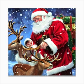 Santa Christmas Scene Canvas Print