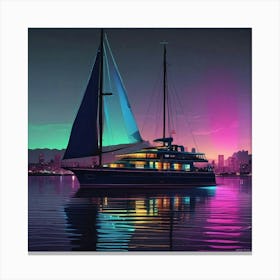 Sailboat At Night 2 Canvas Print