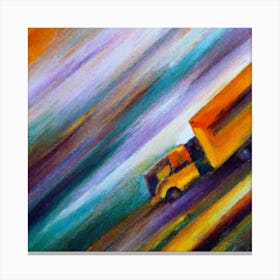 Abstract oil painting of truck with trailer 6 Canvas Print