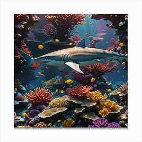 Sharks And Corals Canvas Print