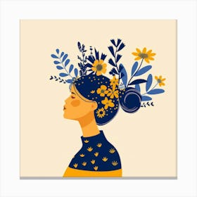 Woman With Flowers In Her Hair 3 Canvas Print
