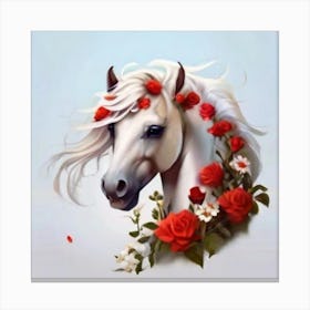 Horse With Roses Canvas Print