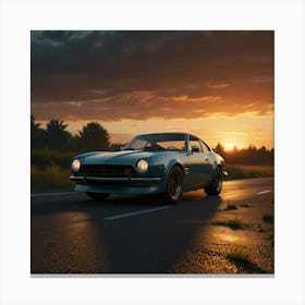 Photo Of A Ultra Realistic Car, Dramatic Light, Pale Sunrise, Cinematic Lighting, Battered, Low Angle, Trending On Artstation Canvas Print